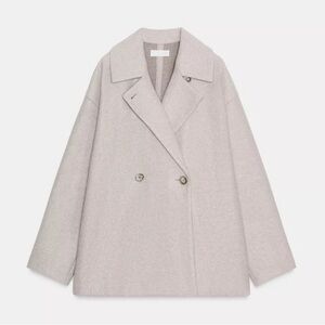 Zara Soft Double-Breasted Coat Light Beige